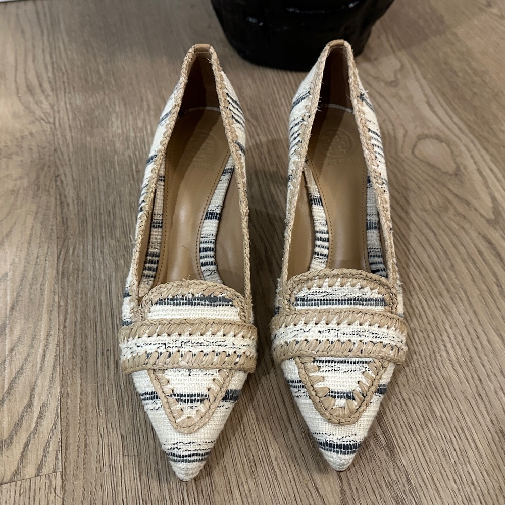 Tory Burch Woven Fabric Kitten Heels